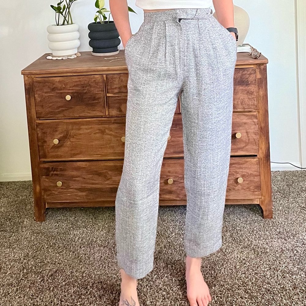 Vintage, wool slacks. Gray tweed(ish) material.